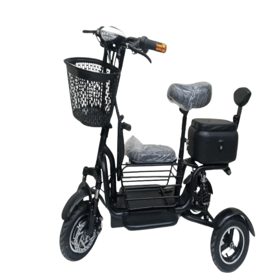 صورة سكوتر كهربائي 1200 واط – تصميم عملي مع سلة أمامية ومساعدات